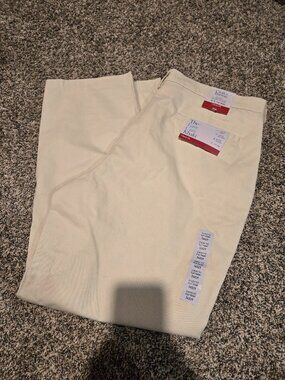 NWT Croft & Barrow Classic Fit Flat Front Chino Pants Oyster Khaki 36x29